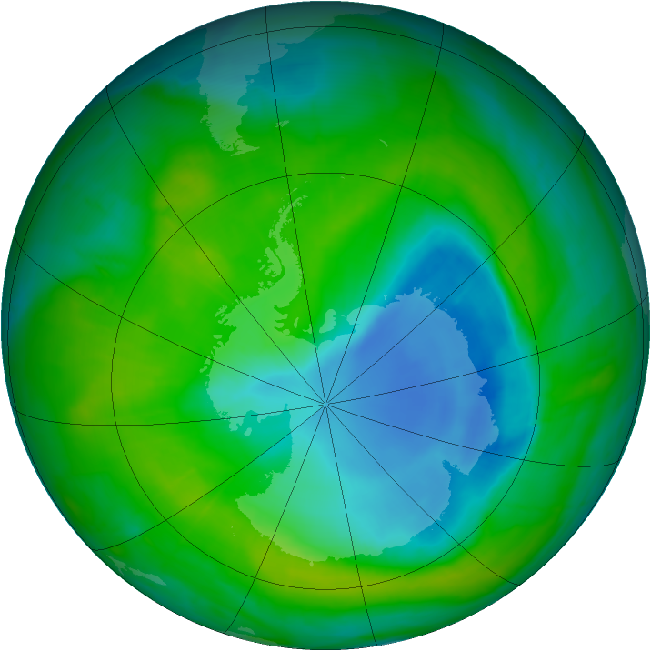 Antarctic ozone map for 05 December 2014